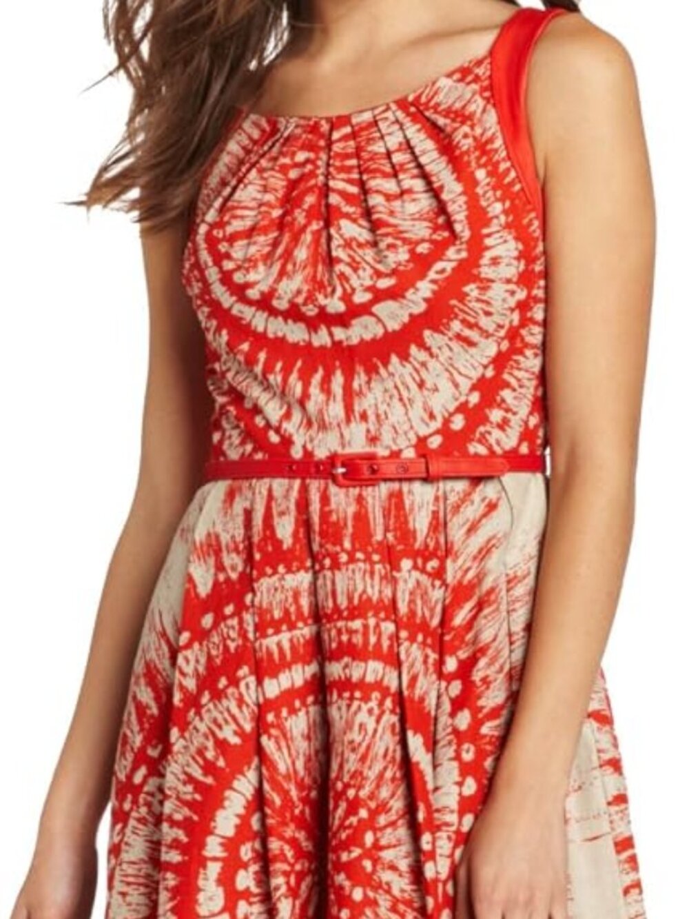 Eva Franco Sylvie dress, tan with red detailing, size 6 Anthropologie